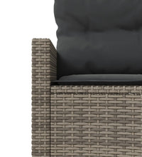 Gartensofa mit Kissen Halbrund Grau Poly Rattan