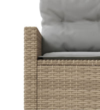 Gartensofa mit Tisch und Kissen Halbrund Beige Poly-Rattan