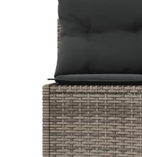 Gartensofa mit Tisch und Kissen Halbrund Grau Poly Rattan