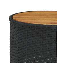 Gartensofa mit Tisch und Kissen Halbrund Schwarz Poly-Rattan