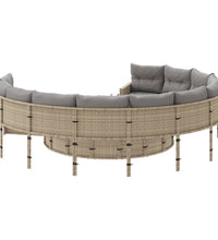 Gartensofa mit Kissen Rund Beige Poly-Rattan