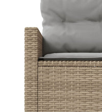 Gartensofa mit Kissen Rund Beige Poly-Rattan