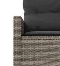 Gartensofa mit Tisch und Kissen Rund Grau Poly Rattan