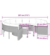 Gartensofa mit Tisch und Kissen Rund Grau Poly Rattan