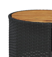 Gartensofa mit Tisch und Kissen Rund Schwarz Poly-Rattan