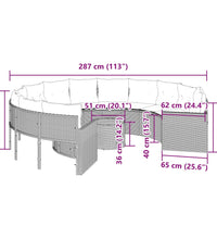 Gartensofa mit Tisch und Kissen Rund Schwarz Poly-Rattan