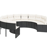 Gartensofa mit Kissen Rund Schwarz Poly-Rattan