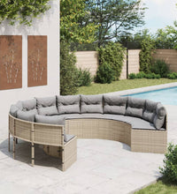 Gartensofa mit Kissen Rund Beige Poly-Rattan