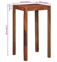 Bartisch 60x60x107 cm Massivholz Akazie
