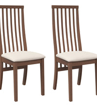 Esszimmerstühle mit Kissen 2 Stk. Braun Massivholz Gummibaum