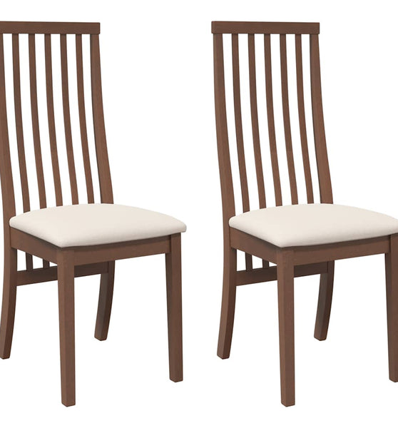Esszimmerstühle mit Kissen 2 Stk. Braun Massivholz Gummibaum
