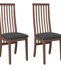 Esszimmerstühle mit Kissen 2 Stk. Braun Massivholz Gummibaum