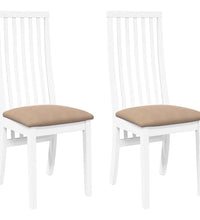 Esszimmerstühle mit Kissen 2 Stk. Weiß Massivholz Gummibaum