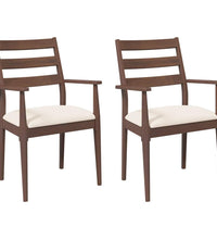 Esszimmerstühle mit Kissen 2 Stk. Braun Massivholz Gummibaum
