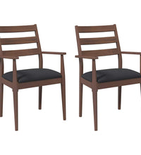 Esszimmerstühle mit Kissen 2 Stk. Braun Massivholz Gummibaum