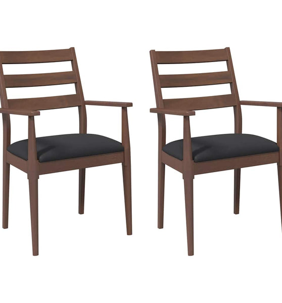 Esszimmerstühle mit Kissen 2 Stk. Braun Massivholz Gummibaum