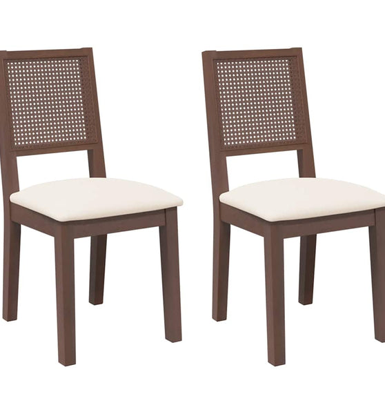 Esszimmerstühle mit Kissen 2 Stk. Braun Massivholz Gummibaum