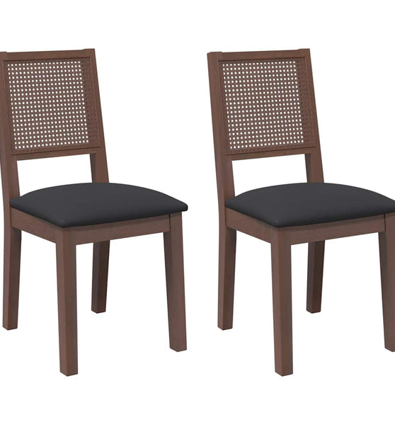 Esszimmerstühle mit Kissen 2 Stk. Braun Massivholz Gummibaum
