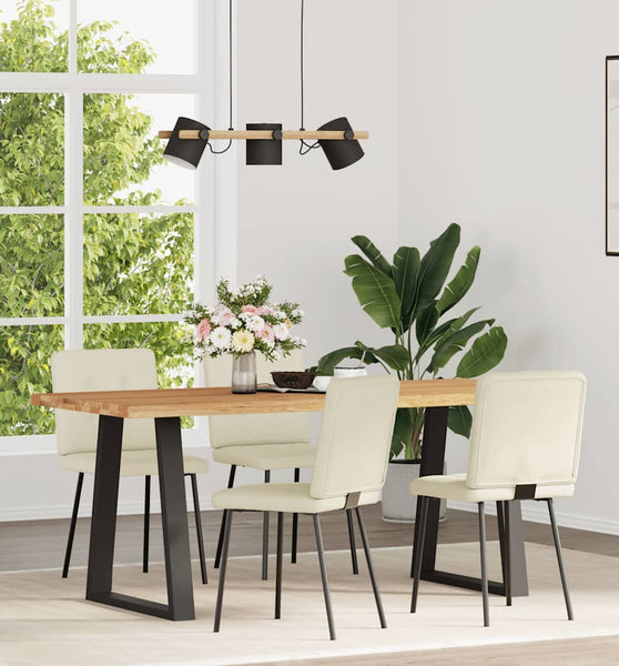 Esszimmerstühle 4 Stk. Creme Samt