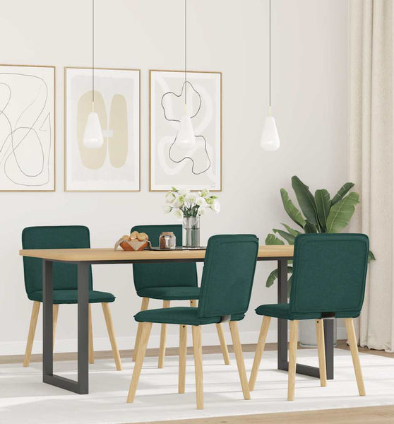 Esszimmerstühle 4 Stk. Dunkelgrün Stoff
