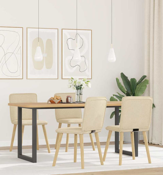 Esszimmerstühle 4 Stk. Creme Stoff