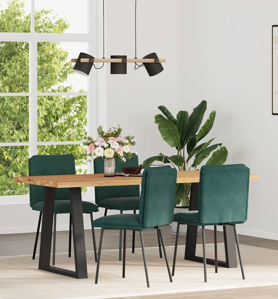 Esszimmerstühle 4 Stk. Dunkelgrün Samt