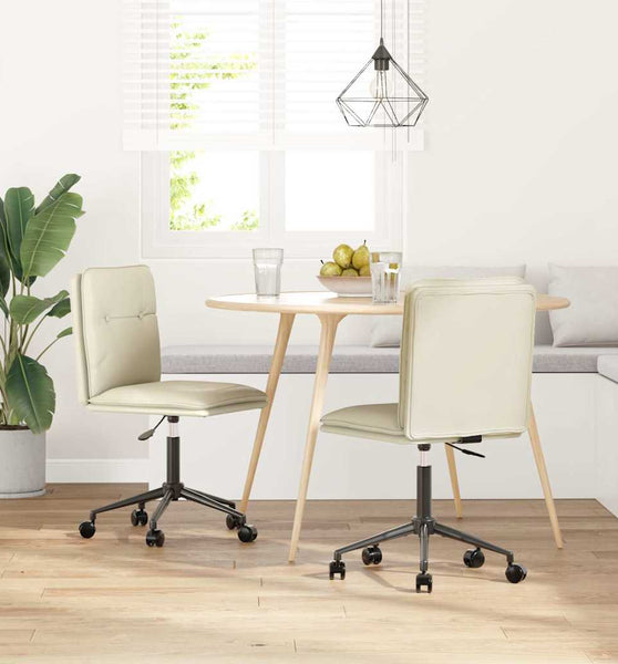 Esszimmerstühle 2 Stk. Creme Kunstleder