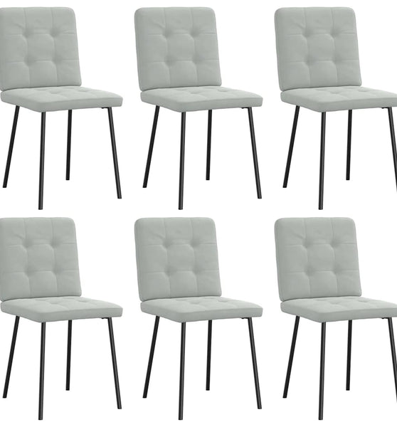 Esszimmerstühle 6 Stk. Hellgrau Samt