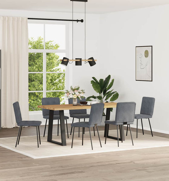 Esszimmerstühle 6 Stk. Dunkelgrau Samt