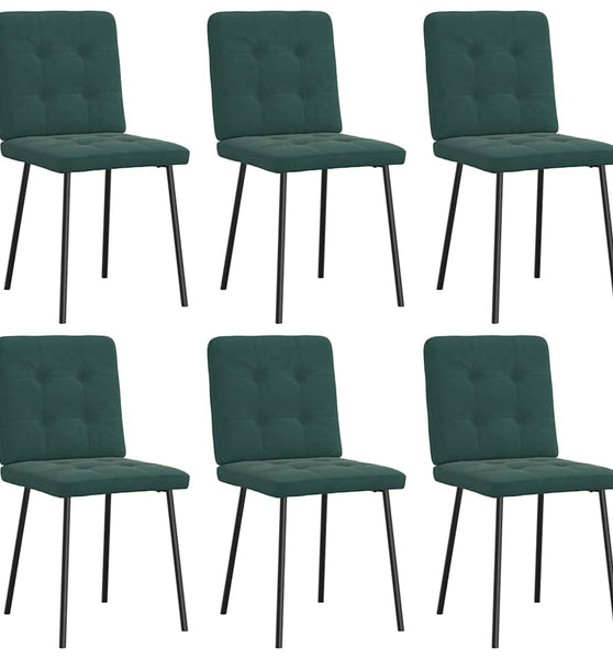 Esszimmerstühle 6 Stk. Dunkelgrün Samt