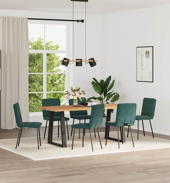 Esszimmerstühle 6 Stk. Dunkelgrün Samt