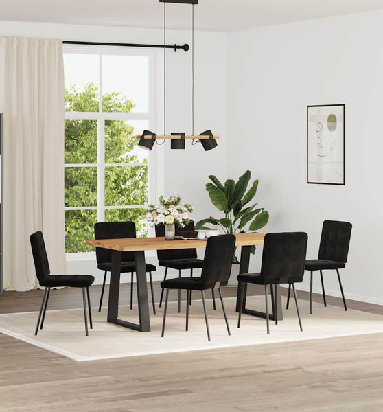 Esszimmerstühle 6 Stk. Schwarz Samt