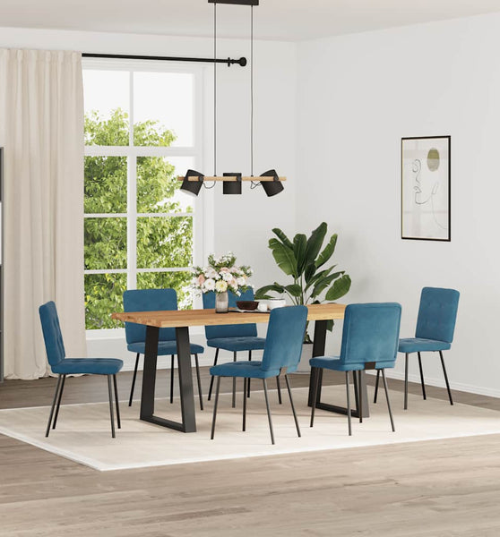 Esszimmerstühle 6 Stk. Blau Samt