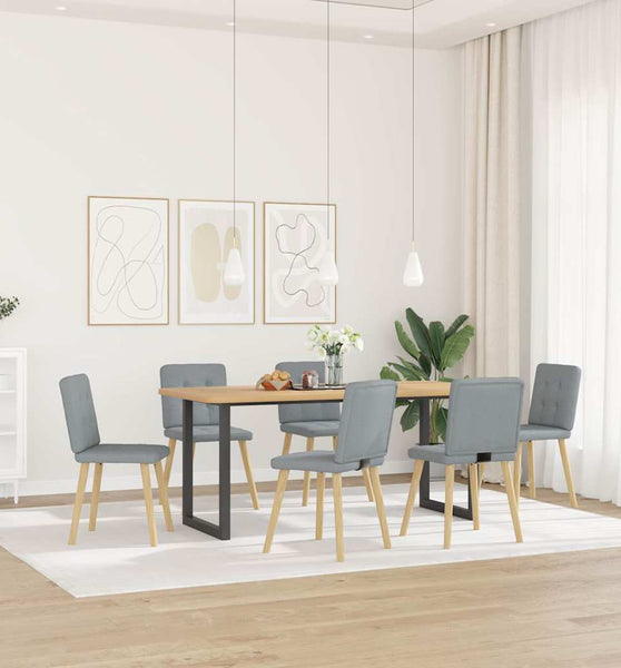 Esszimmerstühle 6 Stk. Hellgrau Stoff