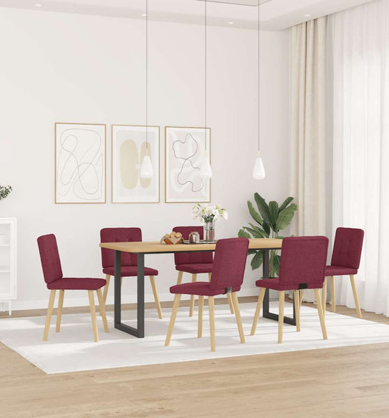 Esszimmerstühle 6 Stk. Weinrot Stoff