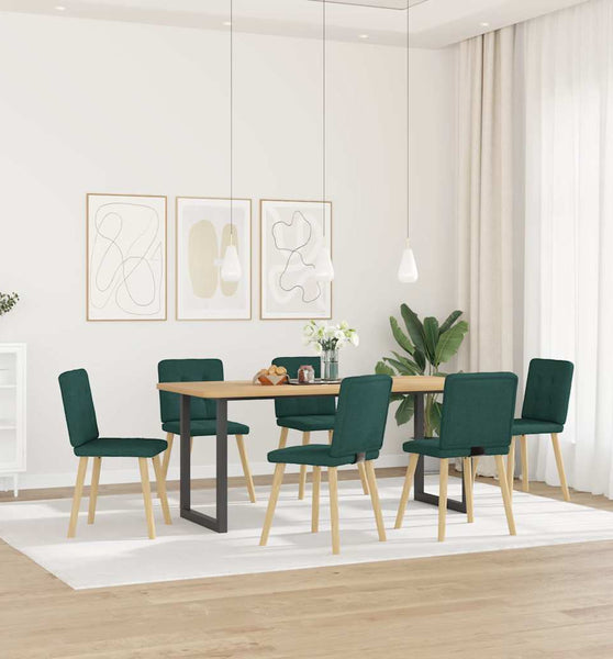 Esszimmerstühle 6 Stk. Dunkelgrün Stoff