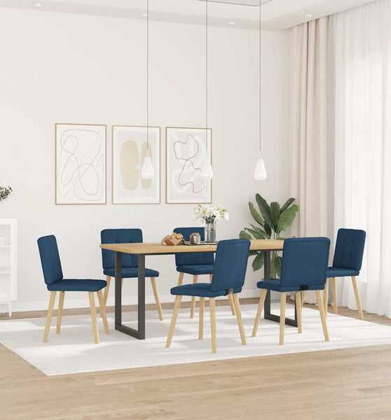 Esszimmerstühle 6 Stk. Blau Stoff