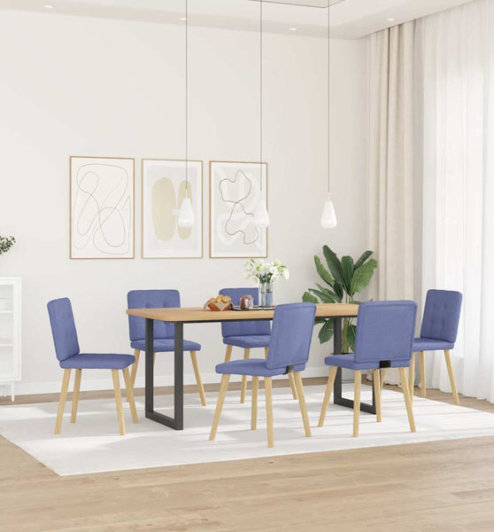 Esszimmerstühle 6 Stk. Jeansblau Stoff