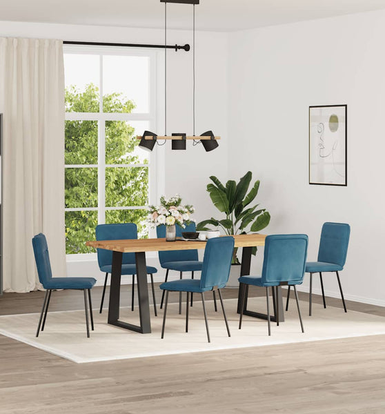 Esszimmerstühle 6 Stk. Blau Samt