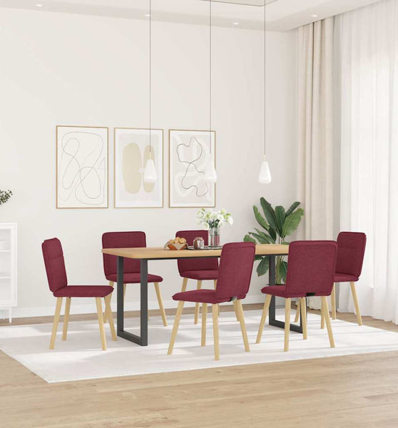 Esszimmerstühle 6 Stk. Weinrot Stoff