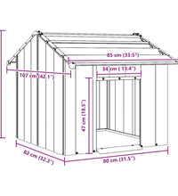 Hundehütte mit Dach 85x107x81 cm Verzinkter Stahl