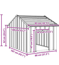 Hundehütte mit Dach 83x130x85 cm Verzinkter Stahl