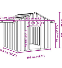 Hundehütte mit Dach 131x101x102 cm Verzinkter Stahl