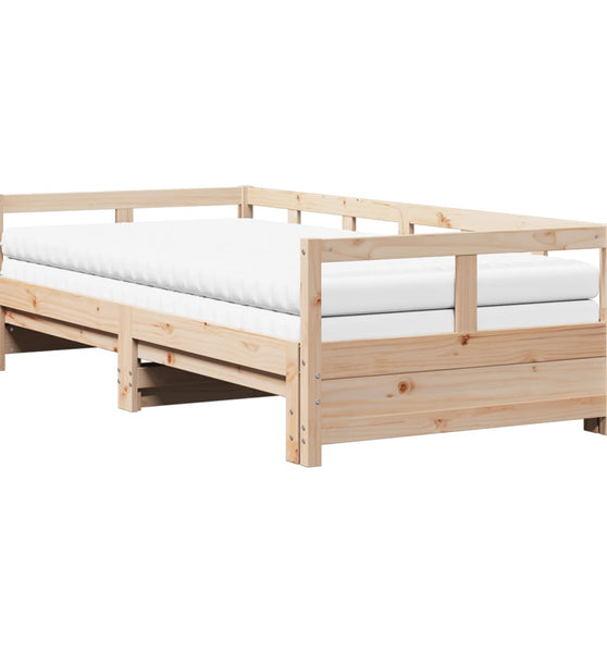 Tagesbett Ausziehbar mit Matratzen 80x200 cm Massivholz Kiefer