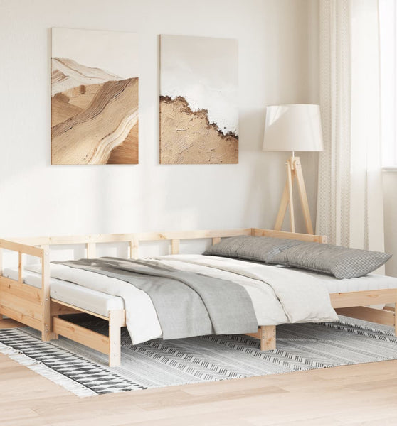 Tagesbett Ausziehbar mit Matratzen 80x200 cm Massivholz Kiefer