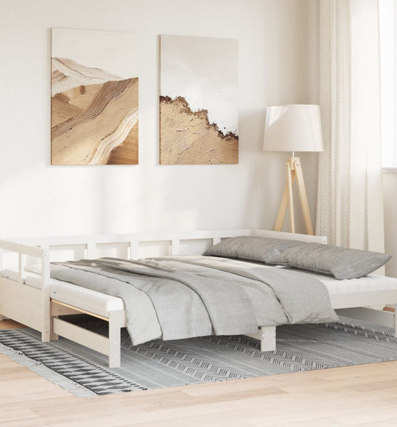 Tagesbett Ausziehbar mit Matratzen 80x200 cm Massivholz Kiefer