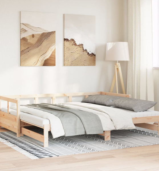 Tagesbett Ausziehbar mit Matratzen 90x200 cm Massivholz Kiefer