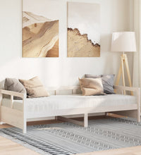 Tagesbett mit Matratze Weiß 80x200 cm Massivholz Kiefer