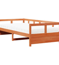 Tagesbett mit Matratze Wachsbraun 80x200 cm Massivholz Kiefer