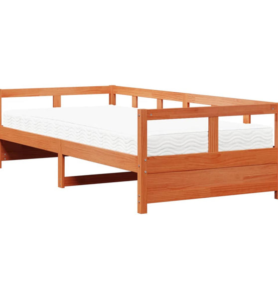 Tagesbett mit Matratze Wachsbraun 80x200 cm Massivholz Kiefer